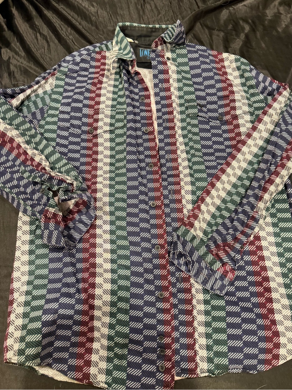 Roper Men's Striped Button-Up Cardigan - Navy, Green & Burgundy